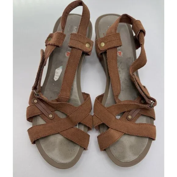 Merrell Women’s "Tortoise Shell" Leather Slight Wedge Slingback Sandal Sz 9/40 - Picture 12 of 13